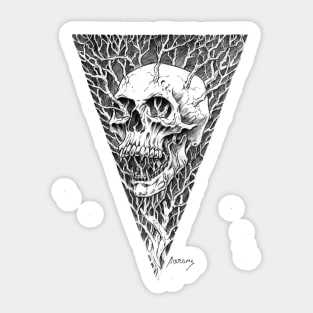 Screaming Skull Line Art Sticker